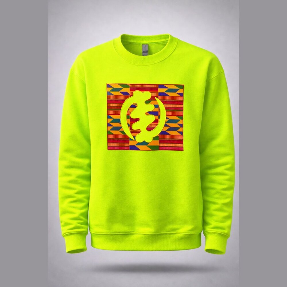 Neon Kente Gye Nyame Heritage Sweatshirt – Unisex